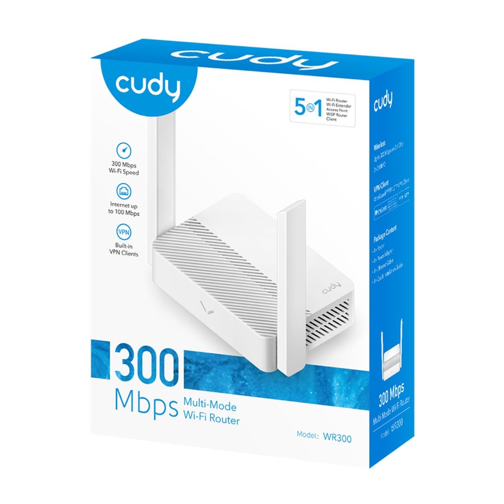 CUDY WR300 300MB WIFI ROUTER-WIFI EXTENDER-ACCESS POINT-WISP ROUTER-CLIENT