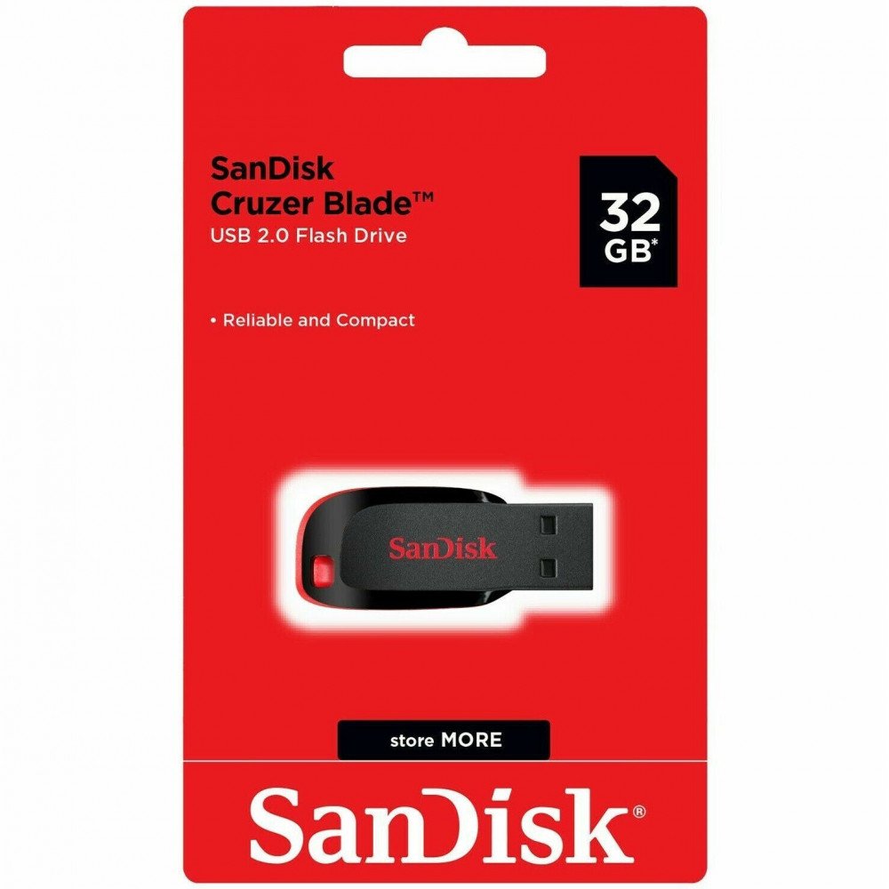 SanDisk Cruzer Blade USB Flash Drive - 32GB (Red)
