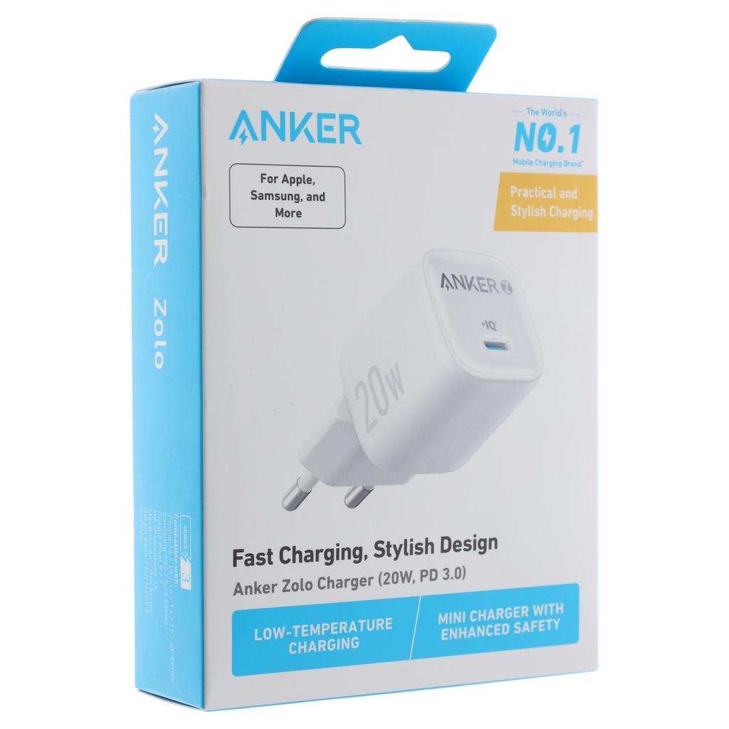Anker Zolo 20 Watt Fast Charger PD3.0 White USB-C Port