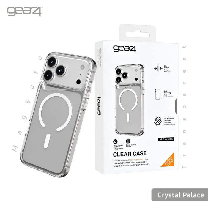 IPHONEحماية ظهر Gear4 Crystal Palace شفافة لأجهزة الموبايل مع MagSafe
