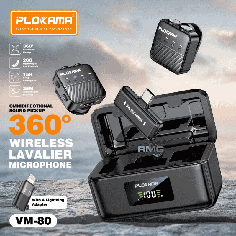 PLOKAMA VM80 Wireless Lavalier Microphone Set